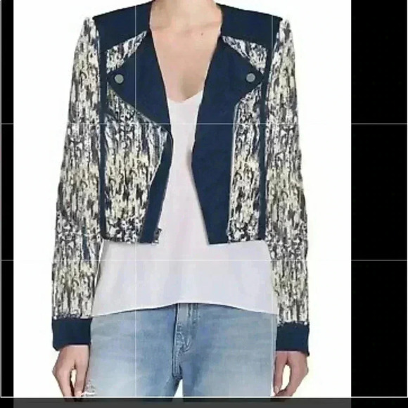BCBG Maxazria Cropped Multicolor Biker Jacket - Picture 4 of 7